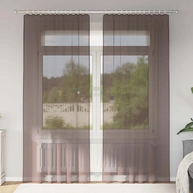 Voile Vorhänge mit Stangentaschen 2 Stk. Braun