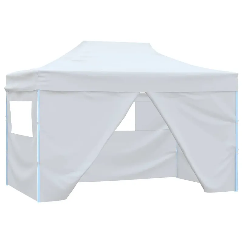 Profi-Partyzelt Faltbar mit 4 Seitenwänden 280x410x315 cm Stahl white