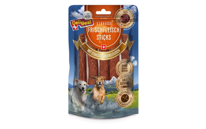 DeliBest Kaustange 10 cm Sticks Strauss, 5 pièces