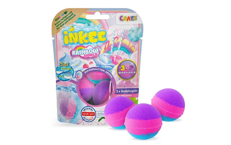Craze Badekugel Inkee Rainbow World 3 pezzi
