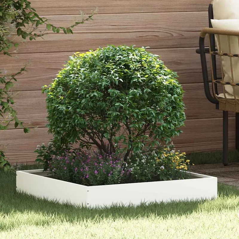 Rasenkante 6 stk. 60 x 60 x 13 cm Stahl bianco