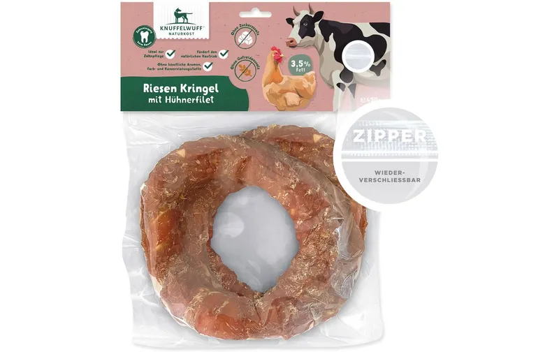 Knuffelwuff Kausnack Riesen-Kringel mit Hühnerfilet 2 pezzi ca. 450 g