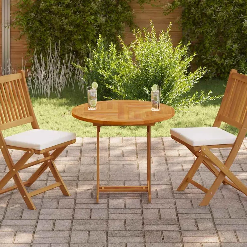 Tischplatte Massivholz Teak Rund 2,5 cm 80 cm