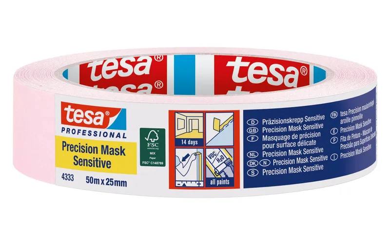tesa Präzisionskrepp Sensitiv 4333 50 m x 25 mm, hellrosa