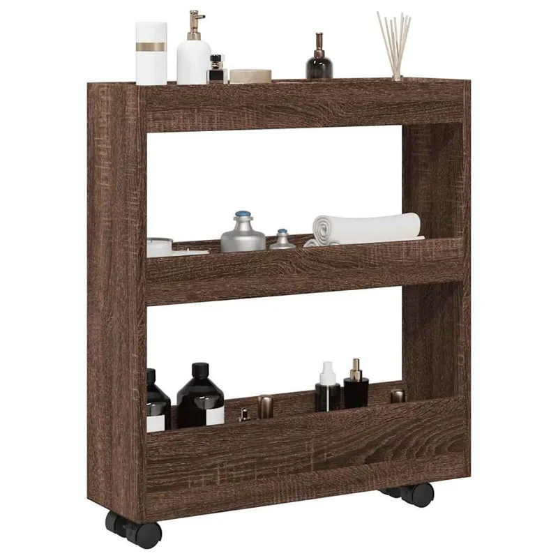 Aufbewahrungswagen Schmal 3 Etagen Eichen-Optik derivato del legno