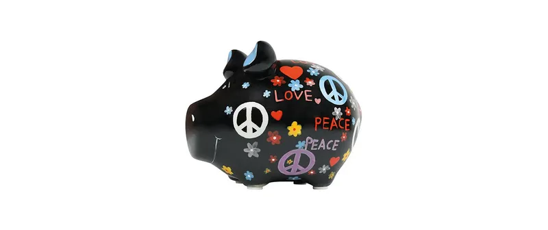 G. Wurm Spardose Hippie Schwein 12.5 x 9 x 9 cm