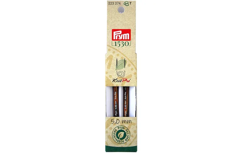 Prym 1530 Stricknadelspitzen naturalal, kurz 5.00 mm, 8.7 cm, Birkenholz