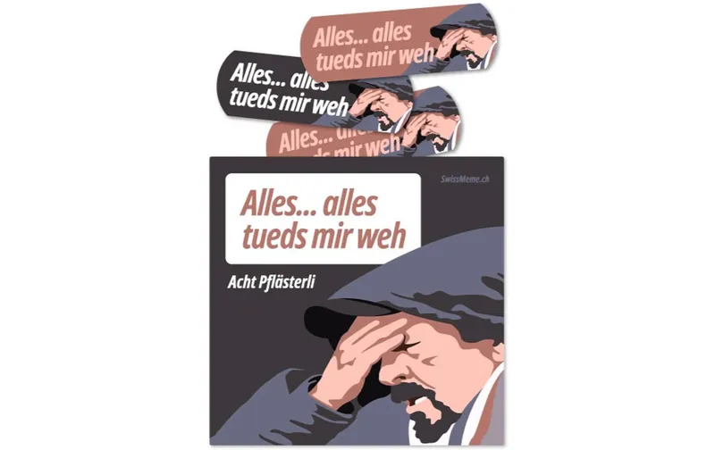 Swissmeme Pflaster "Alles tueds mir weh", 9 x 9 x 0.5 cm