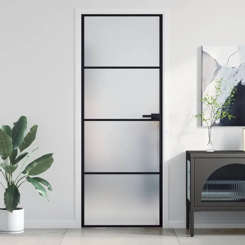 Innentür Schlank nero 76x201,5 cm Hartvetro e alluminio