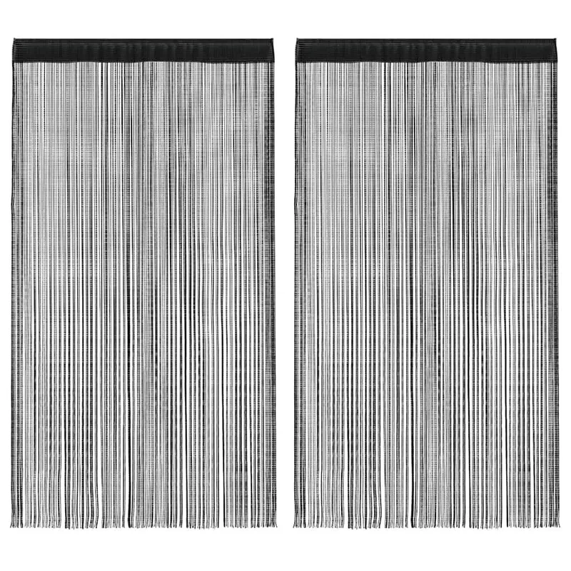 Fadenvorhänge 2 Stk. 140 x 250 cm Schwarz
