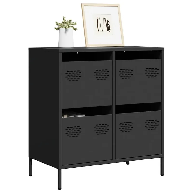Sideboard nero 68x39x73,5 cm Kaltgewalzter Stahl
