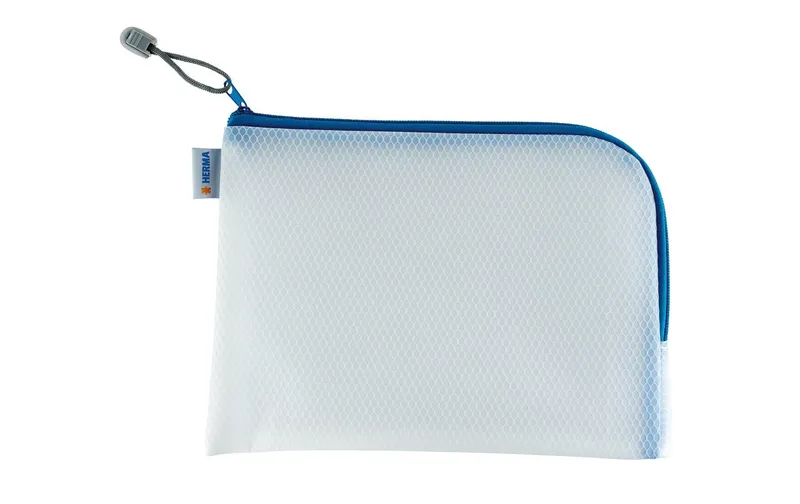 HERMA Etui Mesh Bag 26 x 20 cm, blu/bianco