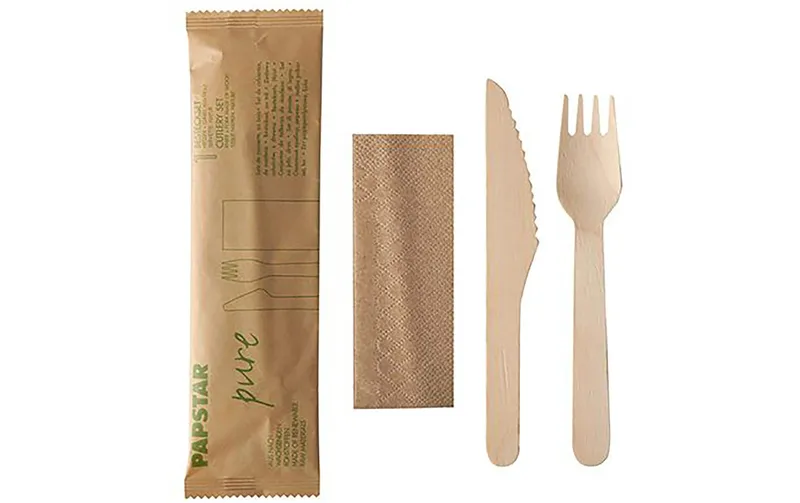 Papstar Einweg-Besteckset Pure 50 pièces, brun