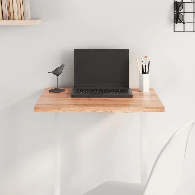 Tischplatte Hellbraun 60x50x2 cm Massivholz Eiche Behandelt