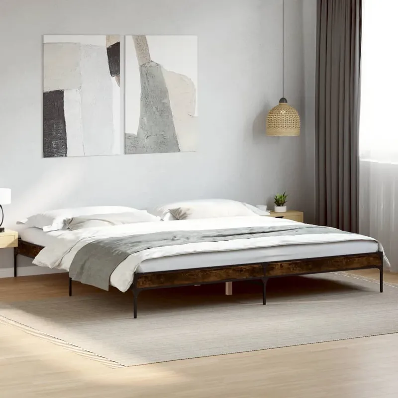Bettgestell Räuchereiche 200x200 cm derivato del legno und Metall