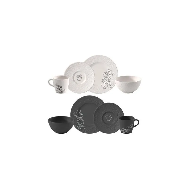 Villeroy & Boch Manufacture Rock – Mickey Mouse Frühstücks-Set, 8-teilig