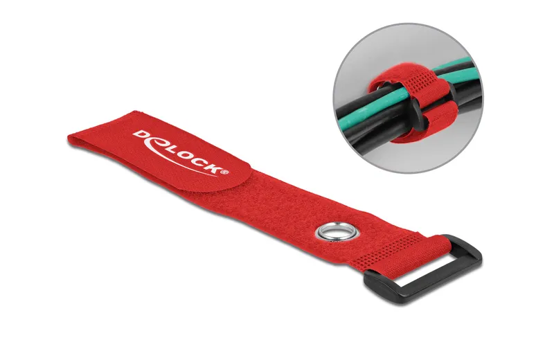 Delock Klettkabelbinder rouge 280 mm x 38 mm 3 pièces