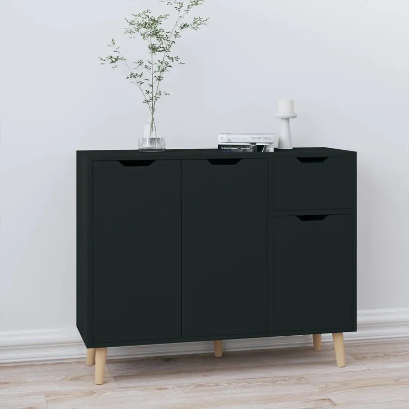 Sideboard nero 90x30x72 cm derivato del legno