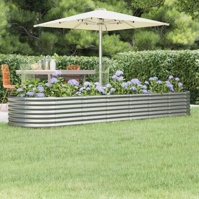 Hochbeet Verzinkter Stahl 296x80x36 cm Silbern
