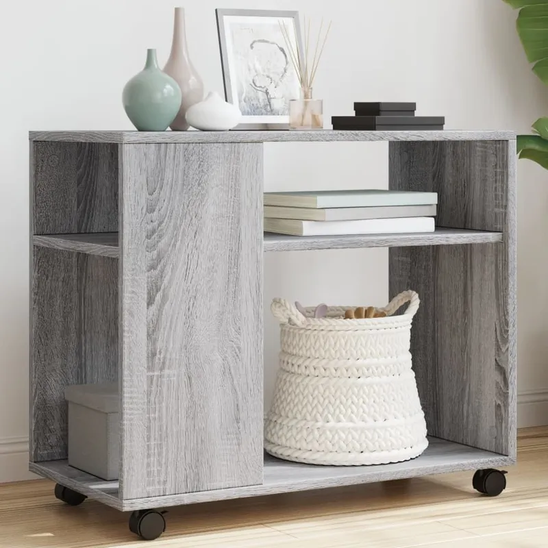 Beistelltisch mit Rollen grigio Sonoma 70x35x60 derivato del legno