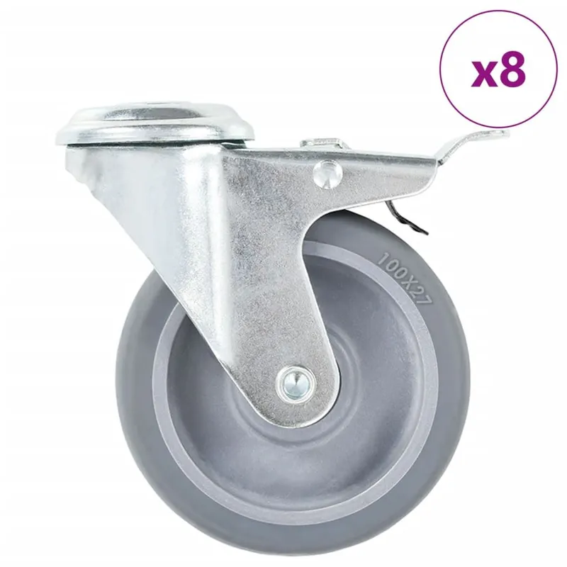 8 pcs Lenkrollen with Rückenloch 100 mm