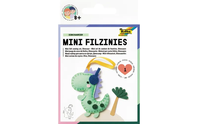 Folia Bastelset Mini Filzinies Dinosaurier, 12-teilig