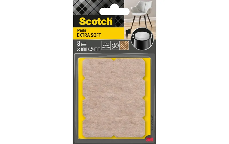 Scotch Filzgleiter Extra-Soft, 35 mm x 24 mm, Beige, 8er Pack