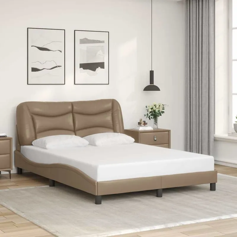 struttura letto senza materasso "Hvar" Cappuccino-marrone 140x200 cm ecopelle