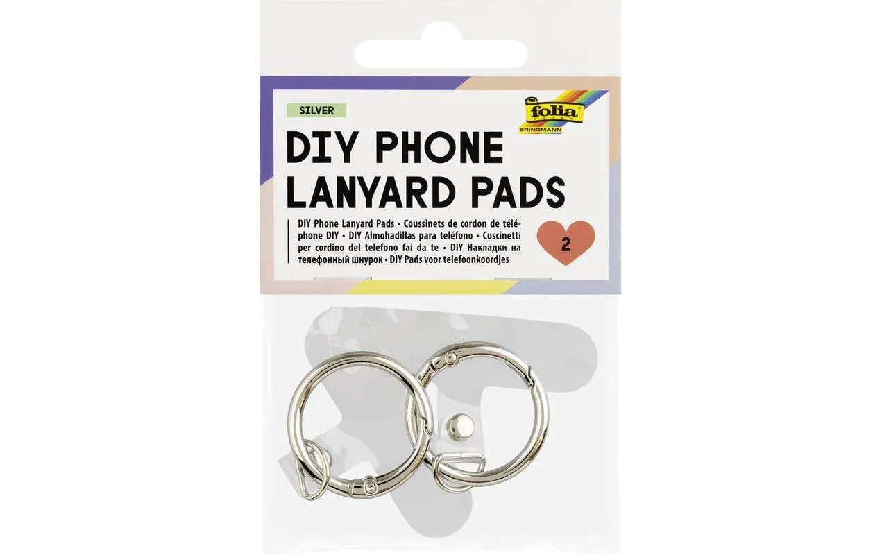 Folia DIY Phone Lanyard Pads transparent silberfarben, 2 Stück