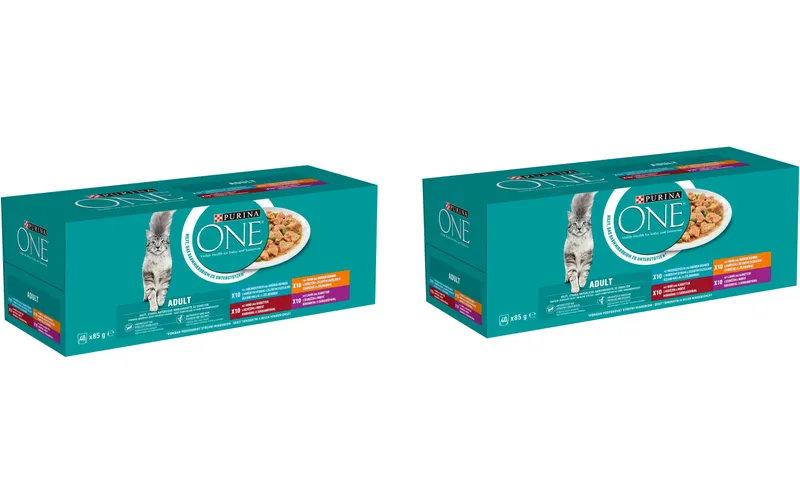 Purina ONE Nassfutter Adult Huhn, Hochseefisch, Rind Lamm 2x 40 x 85 g