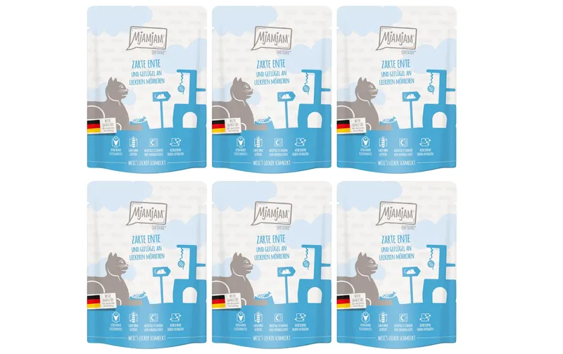 Mjamjam Nassfutter Quetschie Ente & Geflügel, 6 x 300 g