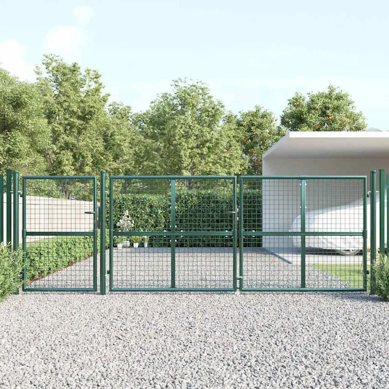 Maschen-Gartentor Grün 400x125 cm Verzinkter Stahl