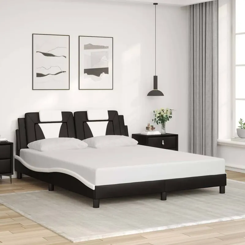 struttura letto "Viana" senza materasso nero e bianco 160x200 cm ecopelle
