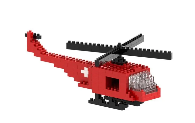 BRIXIES Bausteinmodell Schweizer Helikopter in 159 Bausteinen