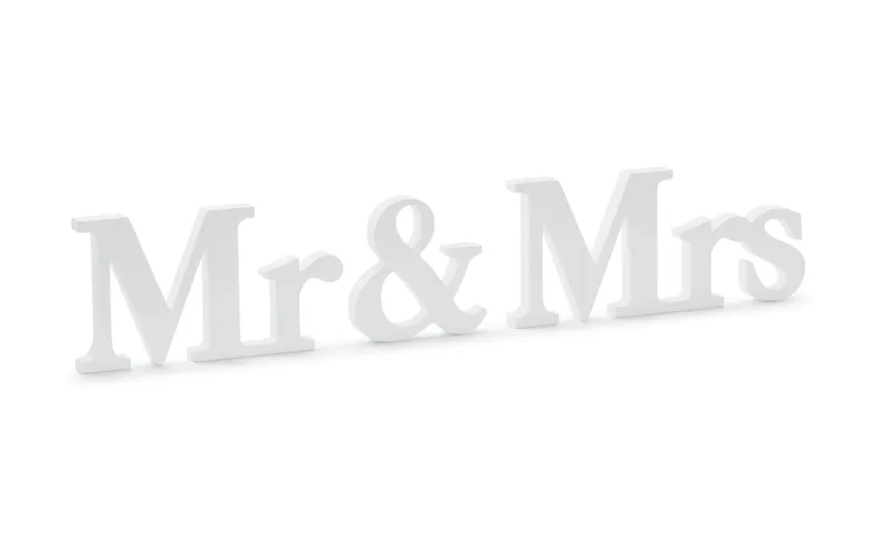 Partydeco Hochzeitsaccessoire Holzschrift Mr & Mrs 50 x 9.5 cm, white