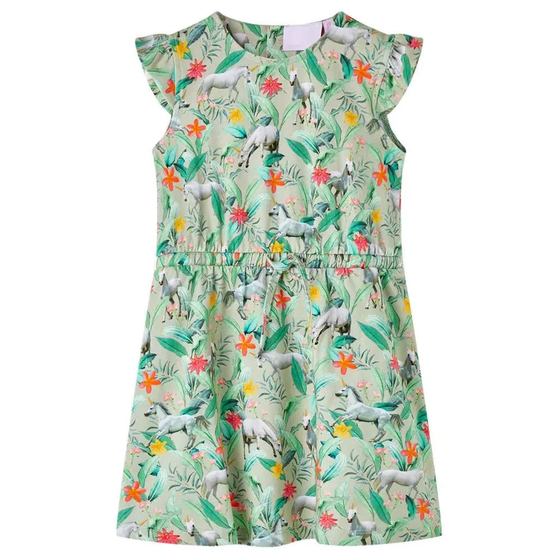 Robe enfants à manches kaki clair 128