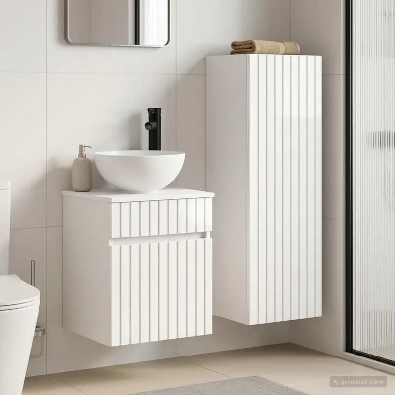 Badezimmermöbel-Set 2 stk. Hochglanz bianco 33 x 34,5 x 100 cm