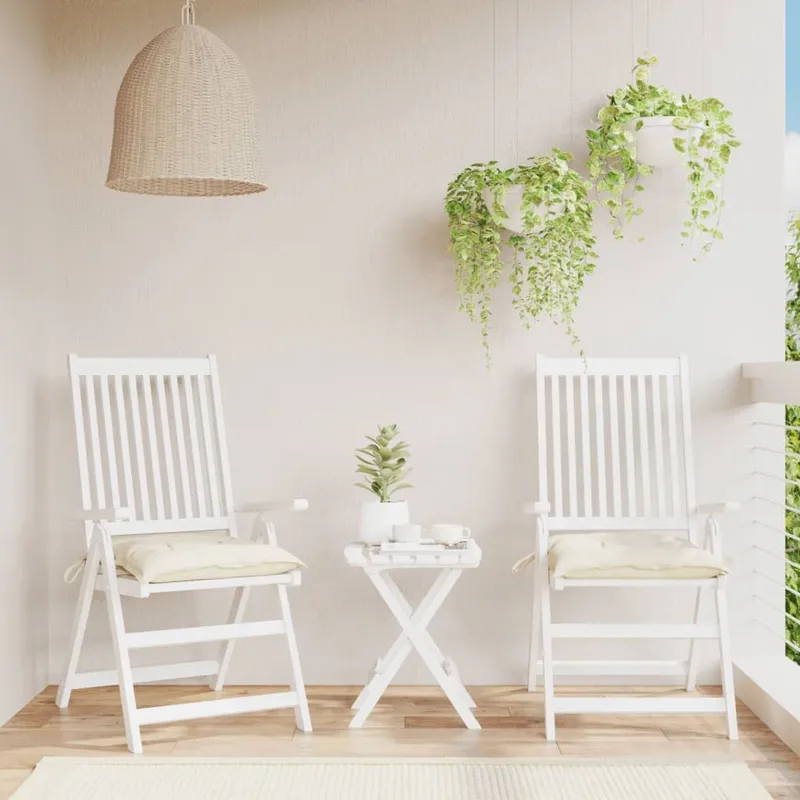 Coussins de chaise lot de 2 blanc crème 40x40x7 cm tissu oxford