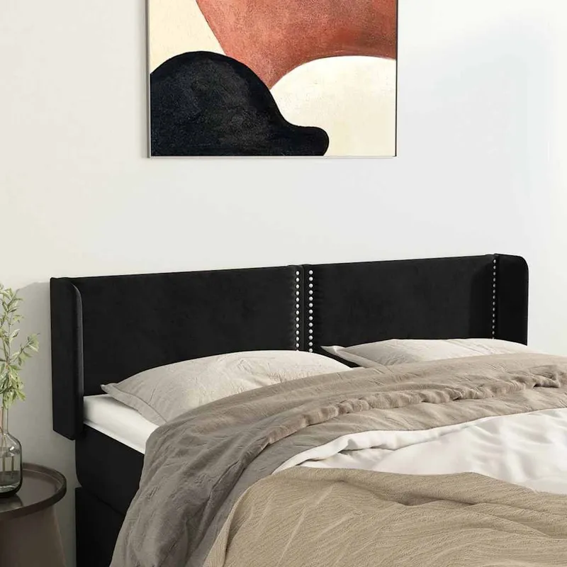 Kopfteil mit Ohren nero 147x16x78/88 cm Samt