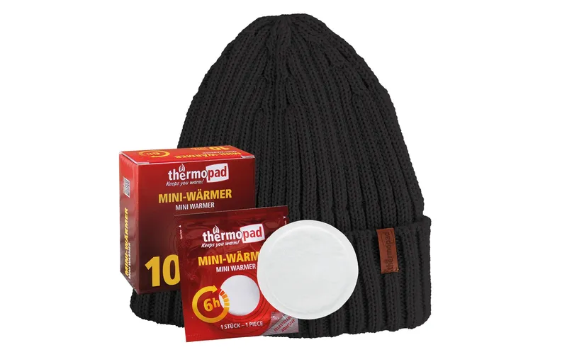 Thermopad multi BEANIE Merino inkl. 10 Miniwärmer - Schwarz