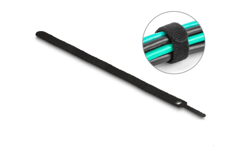 Delock Klettkabelbinder noir 250 mm x 12 mm, 10 pièces