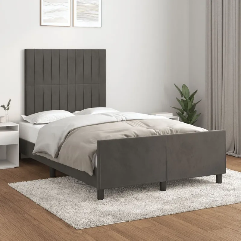 Bettgestell ohne Matratze Dunkelgrau 120x190 cm Samt