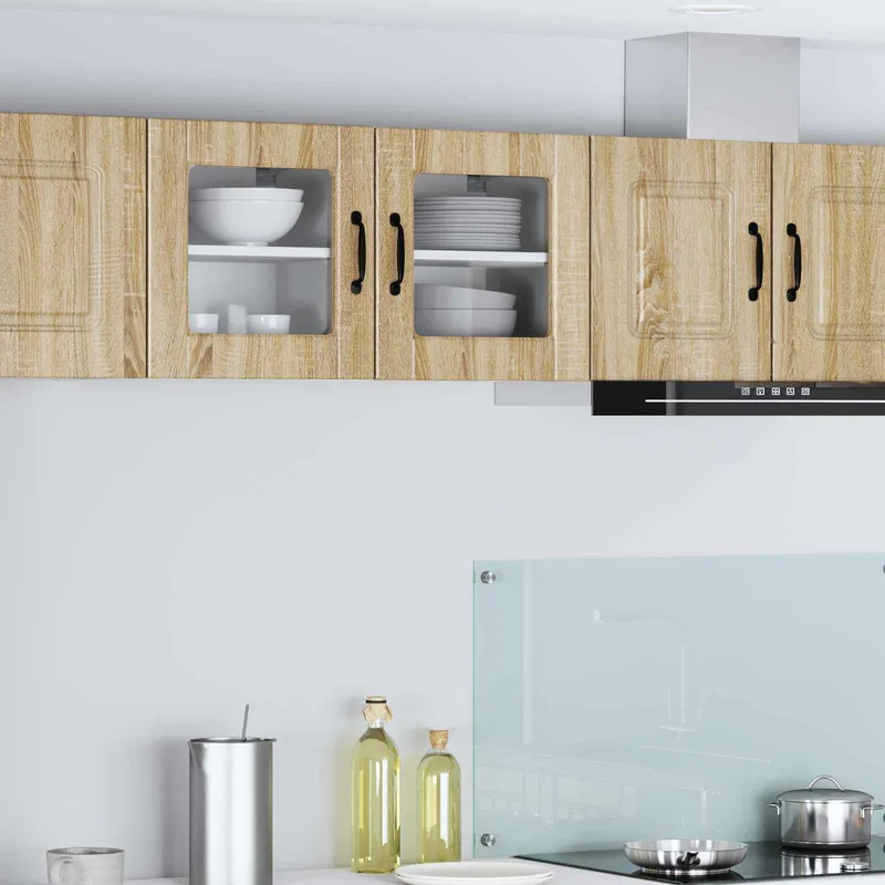 Cabinet en verre mural PORTO 2 pc Chêne Sonoma