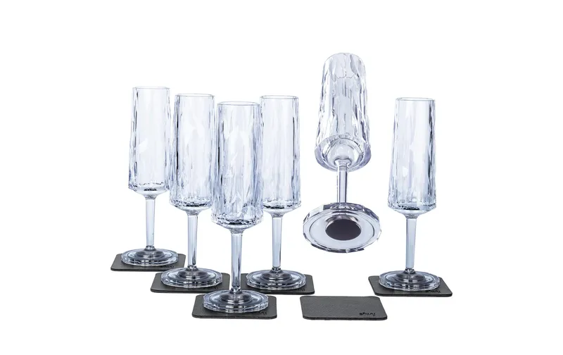 Silwy Verres à Champagne d'extérieur en plastique high-tech, Lot de 6