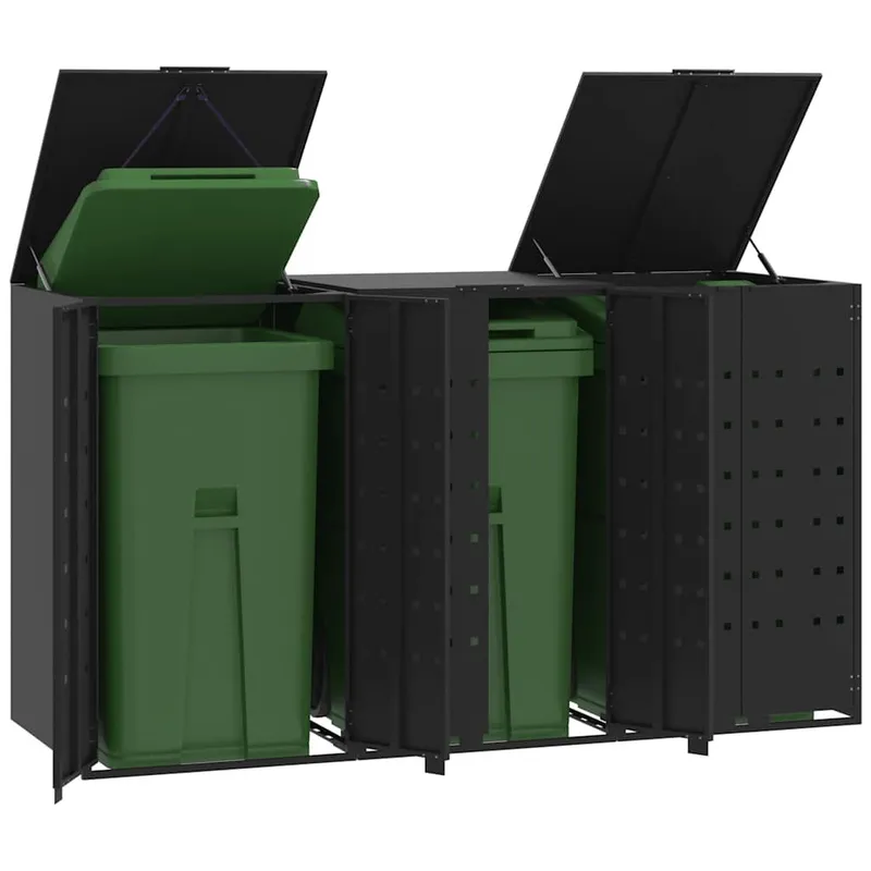 box per bidoni per 3 Tonnen nero 207x79x117 cm Stahl