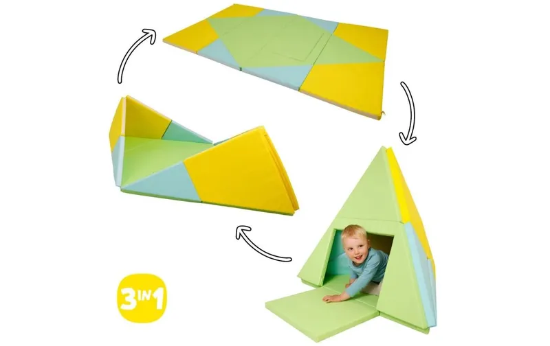 alldoro Spielmatte 3-in-1 faltbar zu Tipi-Zelt and Boot 182 x 105 cm