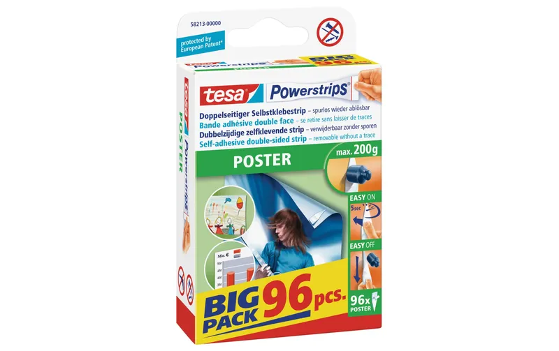 tesa Selbstklebestrip Powerstrips per Poster, 96 pezzi