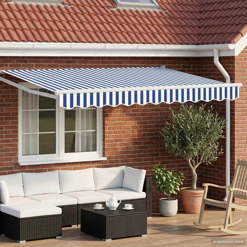Ausziehbare Markise Blau und Weiß 3,5 x 2 m