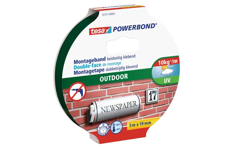 tesa Klebeband Powerbond Outdoor 5 m x 19 mm 19 mm x 5 m, bianco