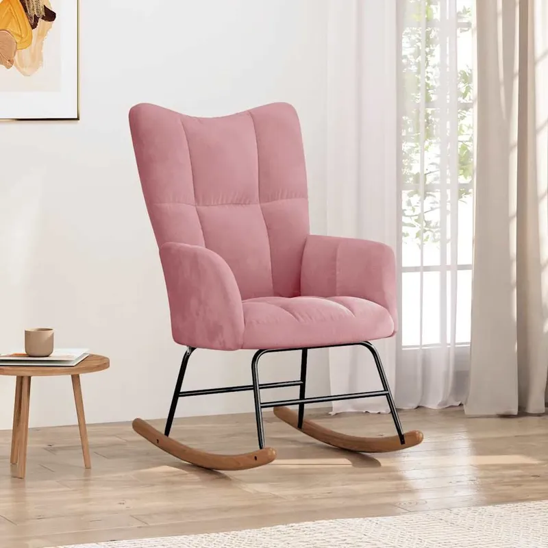 Schaukelstuhl Samt Rosa